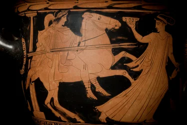 Detail eines attischen rotfigurigen Glockenkraters, ca. 440 v. Chr. (Detail)